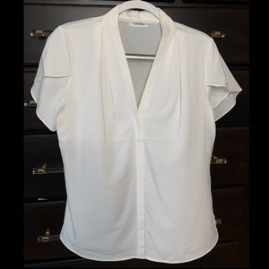 Calvin Klein Women's Size M Ruffled Short Sleeve Blouse